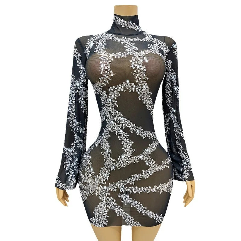 Costume Nightclub Bar Perspective Slim Fit Dress Performance Model Walk Show Banquet Party Dress Vestido De Fiesta De Graduación